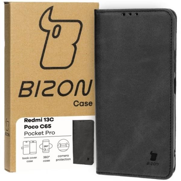 Etui z klapką Bizon Case Pocket Pro do Xiaomi Redmi 13C / Xiaomi Poco C65, czarne