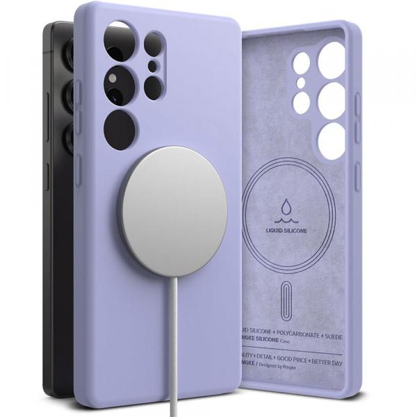Etui Ringke Silicone Magnetic do MagSafe do Galaxy S25 Ultra, fioletowe