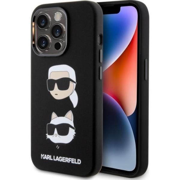 Etui Karl Lagerfeld Hard Case Silicone Karl & Choupette Head do iPhone 15 Pro, czarne