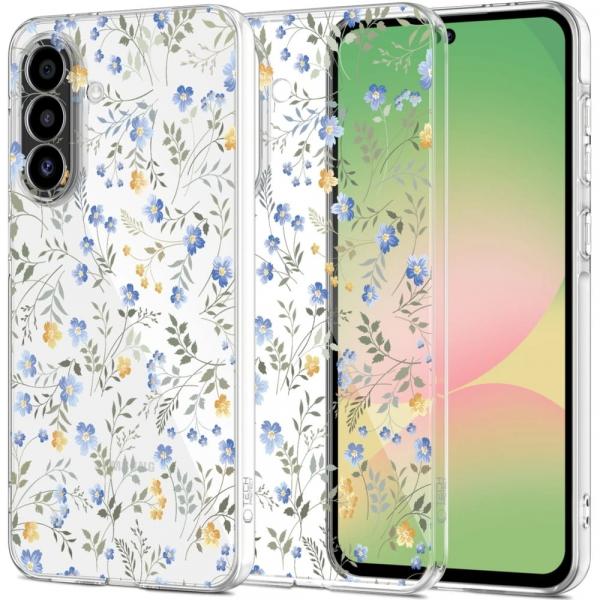 Etui Tech-Protect Flexair do Galaxy A56 5G, przezroczyste z kwiatowym wzorem