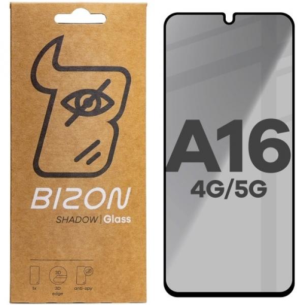 Prywatyzujące szkło hartowane Bizon Glass Edge Shadow do Galaxy A26 5G/A16 4G/5G, przyciemniane z czarną ramką