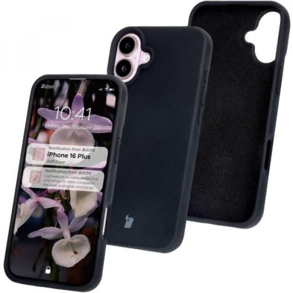 Silikonowe etui Bizon Soft Case do iPhone 16 Plus, czarne