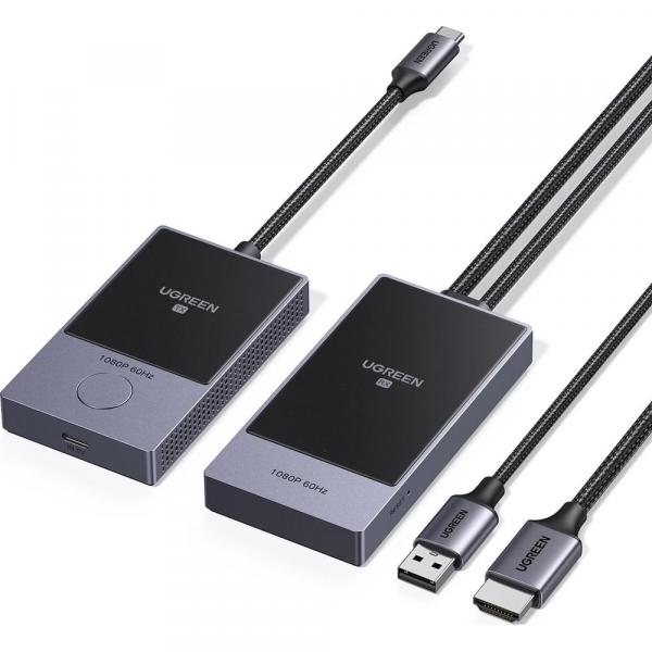 Transmiter HDMI, bezprzewodowy nadajnik / odbiornik UGREEN CM737, 1080p 60Hz, czarno-srebrny