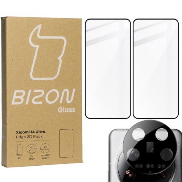 2x Szkło + szybka na aparat Bizon Edge 3D Pack do Xiaomi 14 Ultra