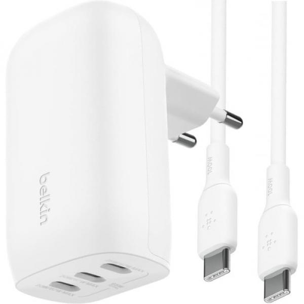 Ładowarka sieciowa Belkin Boost 3-Port USB-C PD 3.1 PPS 67W + kabel USB-C 2m, biała