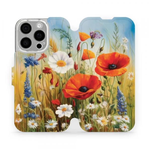 Etui z klapką do iPhone 16 Pro, Mobiwear Book, łąkowe kwiaty