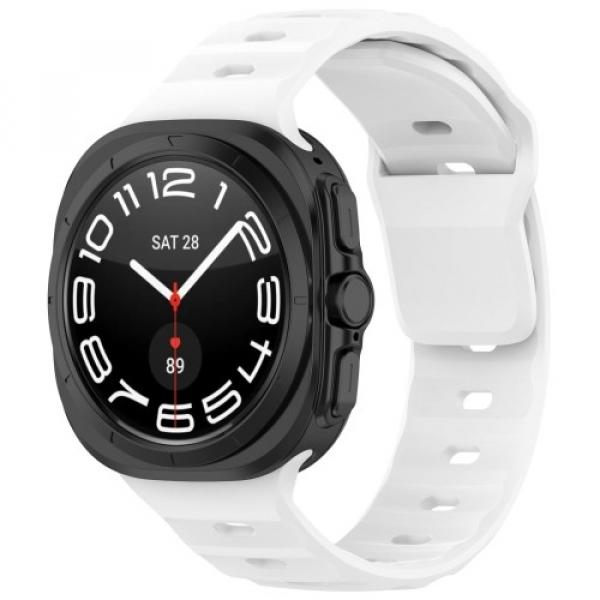 Silikonowy pasek Bizon Strap Watch Silicone do Galaxy Watch Ultra 47 mm, biały