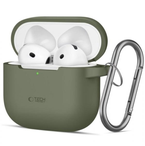 Etui Tech-Protect Silicone Hook do Apple AirPods 4, zielone