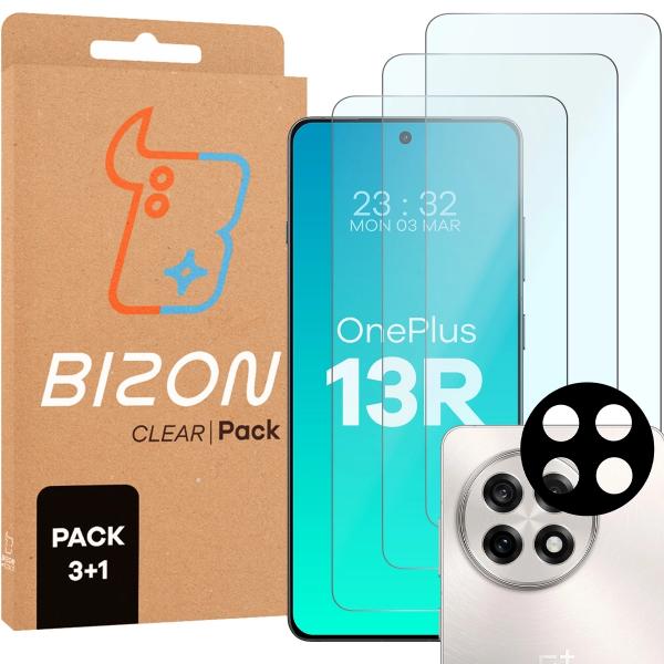 3x Szkło hartowane + szybka na aparat Bizon Glass Clear 2 Pack do OnePlus 13R