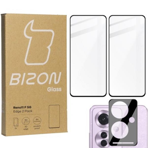 2x Szkło + szybka na aparat BIZON Edge 2 Pack do Oppo Reno11 F 5G