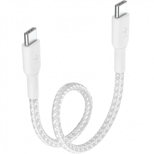 Kabel Belkin Boost Charge Braided USB-C do USB-C 15cm do Android Auto / Apple CarPlay, biały