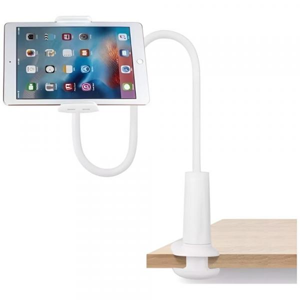 Uchwyt biurkowy na telefon / tablet, AWEI X3, długie ramię, biały