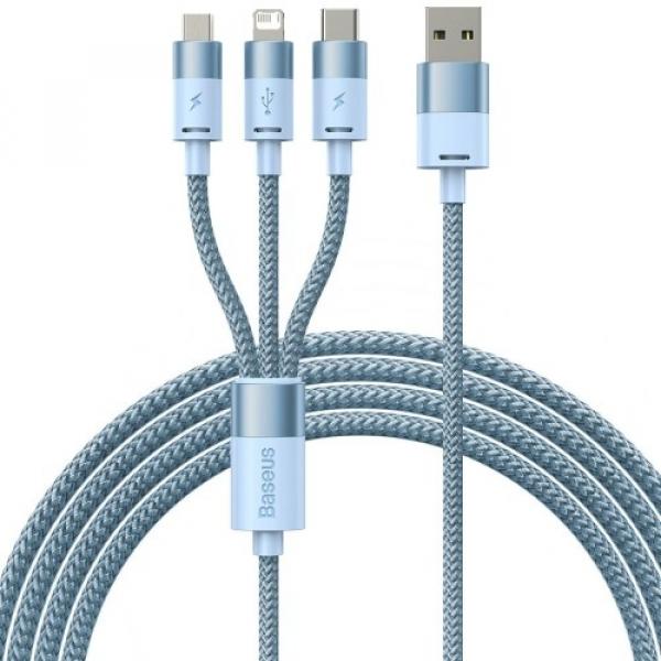 Kabel Baseus StarSpeed 3w1 USB-A do USB-C / Lightning / MicroUSB 3.5A, 1,2m, niebieski