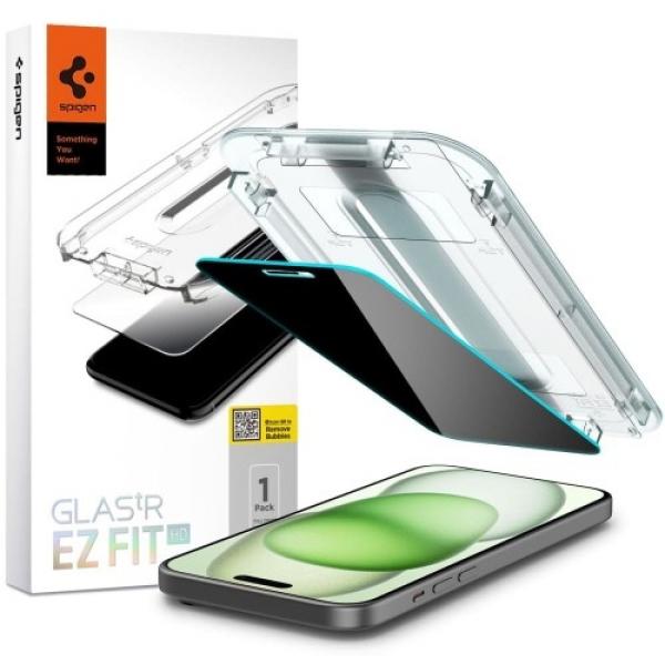 Szkło do etui + Aplikator Spigen Glas.tr Privacy EZ Fit 1-Pack do iPhone 15 Plus / 16 Plus