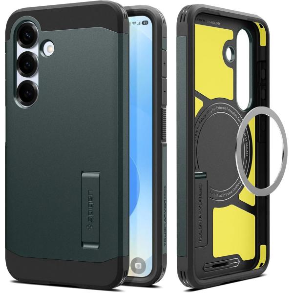 Etui Spigen Tough Armor Mag do MagSafe do Galaxy S25 Plus, zielone