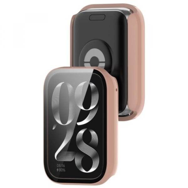 Etui ze szkłem do zegarka Bizon Case+Glass Watch do Xiaomi Mi Smart Band 9 Pro, różowe