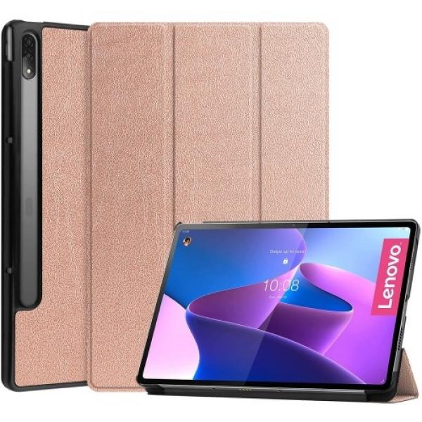 Etui Bizon Case Tab Croc do Lenovo Tab P12 Pro, różowozłote