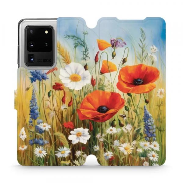 Etui z klapką do Galaxy S20 Ultra, Mobiwear Book, łąkowe kwiaty