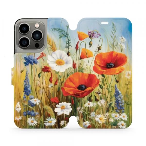Etui z klapką do iPhone 13 Pro, Mobiwear Book, łąkowe kwiaty