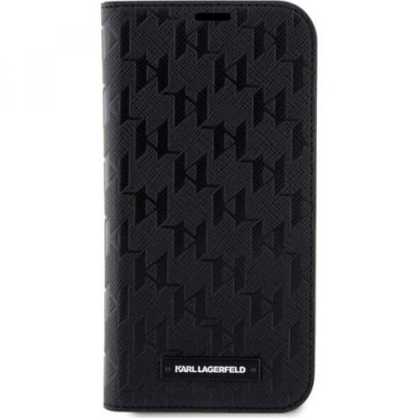 Etui z klapką Karl Lagerfeld Bookcase Monogram Saffiano do iPhone 14 Pro, czarne