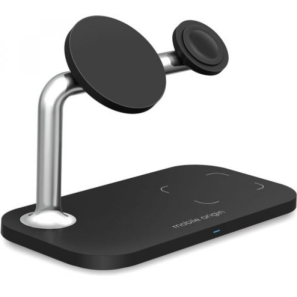 Ładowarka indukcyjna 3w1 Mobile Origin Wireless Charger 15W do iPhone/Apple Watch/AirPods, czarna
