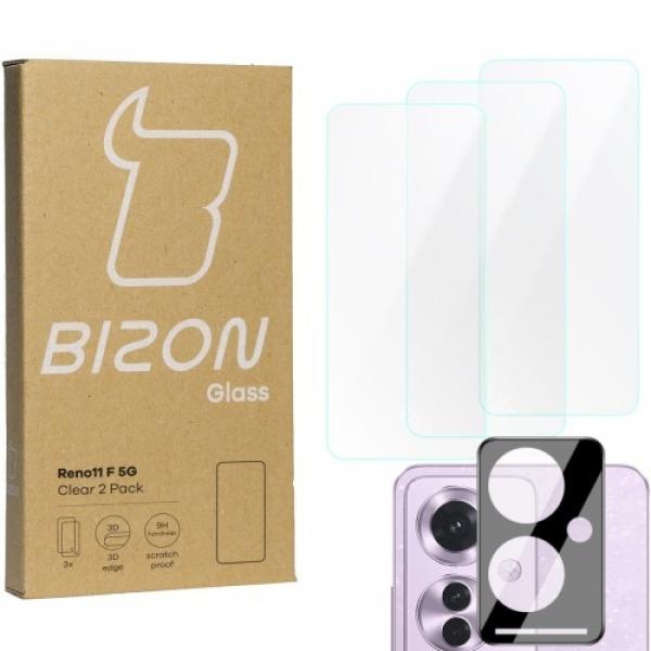 3x Szkło + szybka na aparat BIZON Clear 2 Pack do Oppo Reno11 F 5G