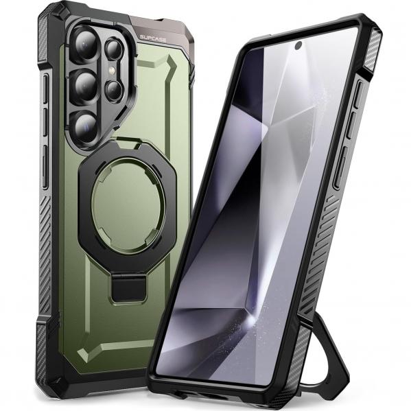 Etui pancerne Supcase UB Grip Mag do MagSafe do Galaxy S25 Ultra, czarno-zielone