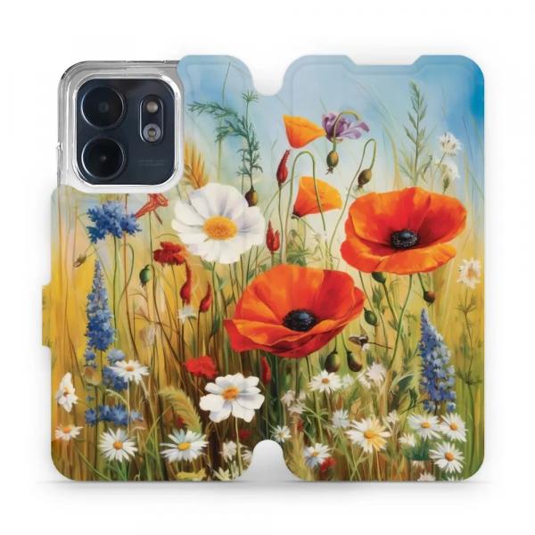Etui z klapką do Infinix Smart 9, Mobiwear Book, łąkowe kwiaty