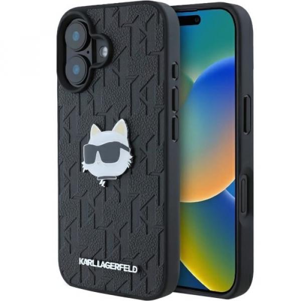 Etui Karl Lagerfeld HardCase Monogram Choupette do iPhone 16, czarne