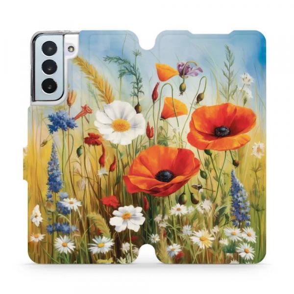 Etui z klapką do Galaxy S21 Plus, Mobiwear Book, łąkowe kwiaty