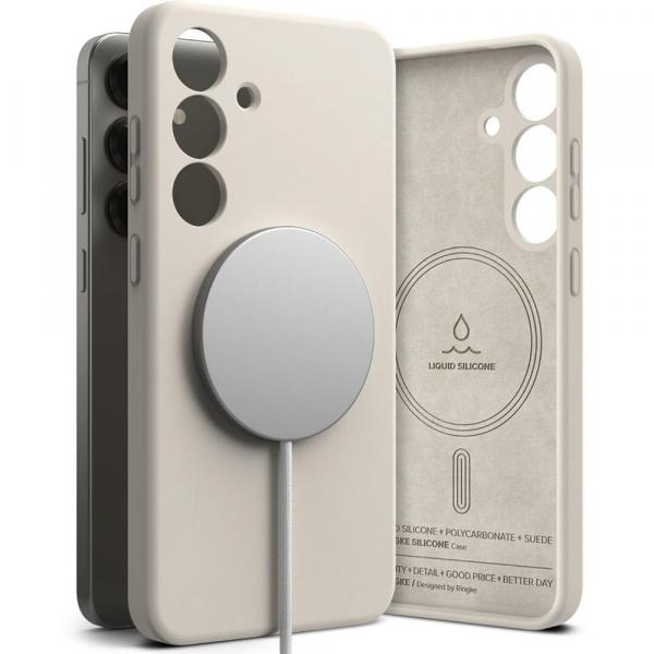 Etui Ringke Silicone Magnetic do MagSafe do Galaxy S25 Plus, beżowe