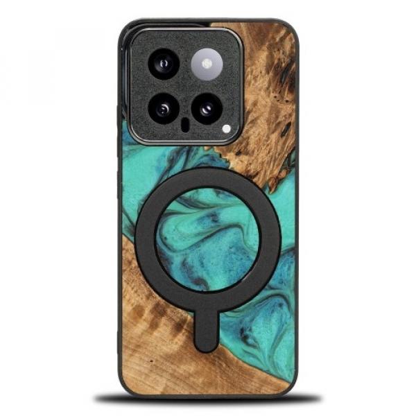 Drewniane etui Bewood Unique - Turquoise do MagSafe do Xiaomi 14 Pro