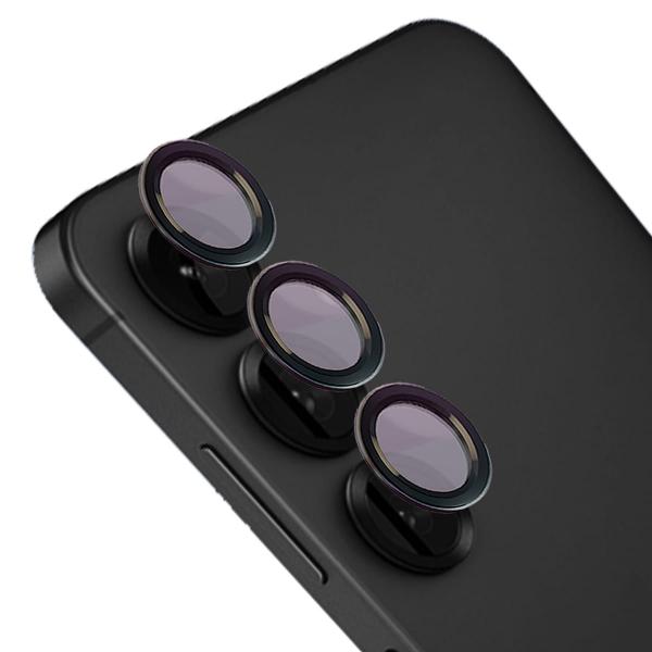Szkło hartowane na aparat z aplikatorem Bizon Glass Snap Lens do Galaxy S25 Plus, 1 zestaw, czarna ramka