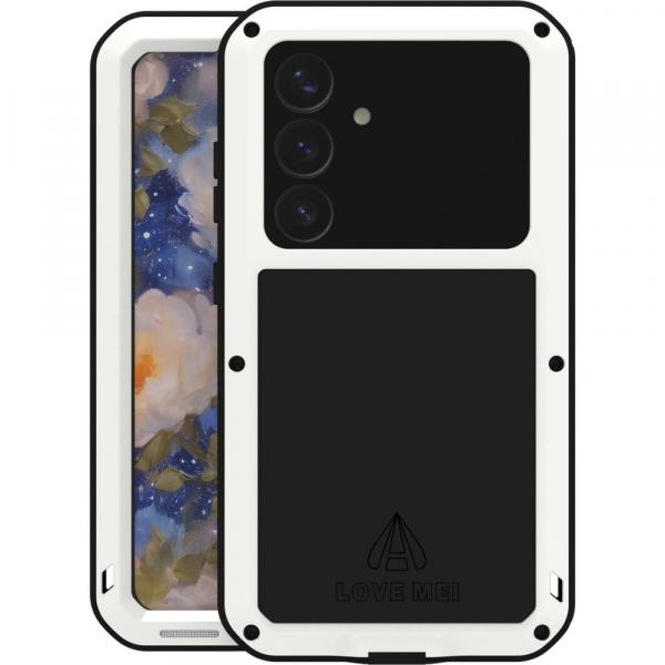 Etui pancerne + szkło LOVE MEI Powerful do Galaxy S25, białe