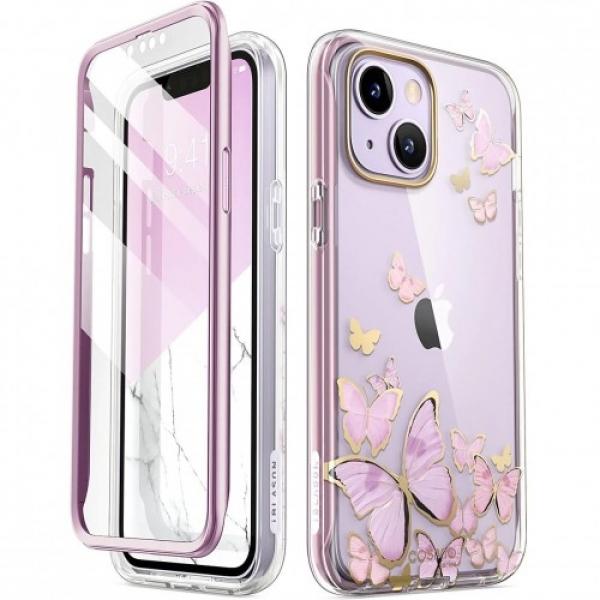 Etui pancerne Supcase i-Blason Cosmo SP do iPhone 14 Plus, przezroczysto-fioletowe w motyle