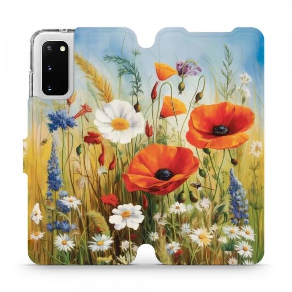 Etui z klapką do Galaxy S20, Mobiwear Book, łąkowe kwiaty
