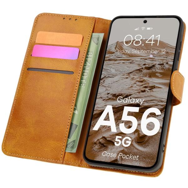 Etui z klapką Bizon Case Pocket do Galaxy A56 5G, brązowe