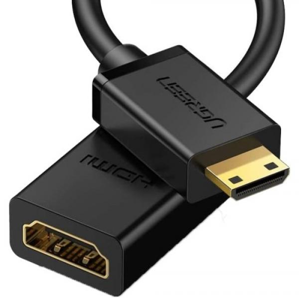 Kabel przejściówka HDMI (żeński) - mini HDMI (męski) Ugreen adapter, 4k 60Hz, 10 Gbps, 22 cm, czarny