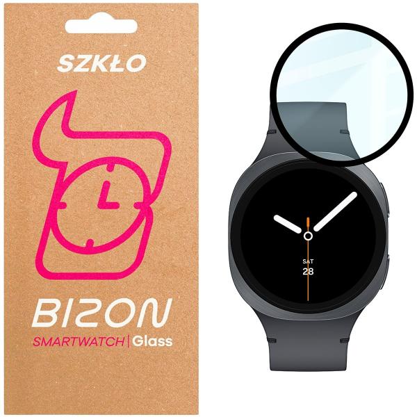 Szkło hybrydowe Bizon Glass Watch Edge Hybrid dla Galaxy Watch 8 44 mm, czarne