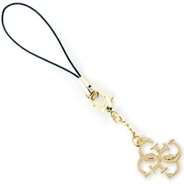 Zawieszka / breloczek Guess GUCPM4GID Phone Strap 4G Glitter Charm, złota