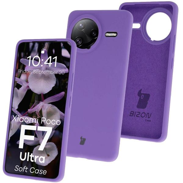 Silikonowe etui Bizon Soft Case do Xiaomi POCO F7 Ultra, fioletowe