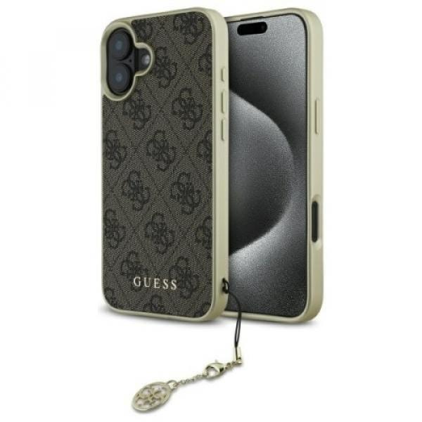 Etui Guess 4G Charms Collection do iPhone 16, brązowe