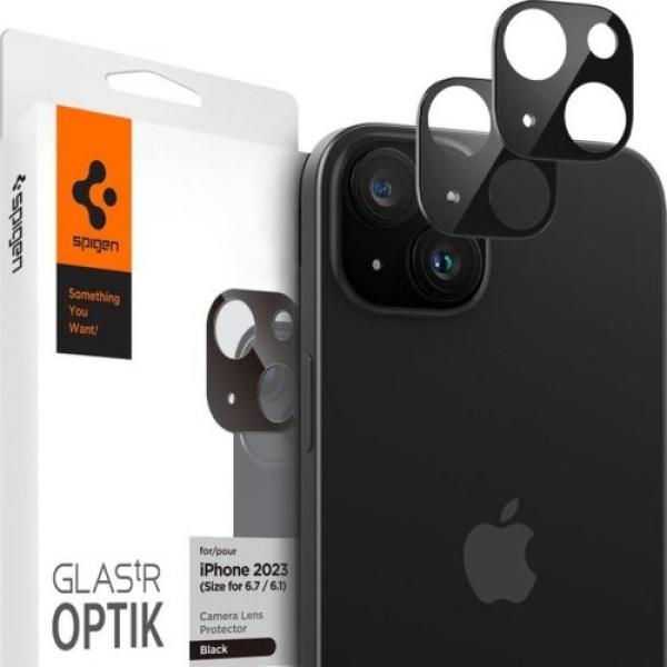 Szkło na aparat Spigen Glas.tR Optik 2-Pack do iPhone 15 / 15 Plus / 14 / 14 Plus, czarne