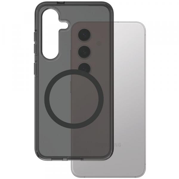 Etui CARE by PanzerGlass Flagship Urban Combat Qi do Galaxy S25 Plus, przydymione z czarną ramką