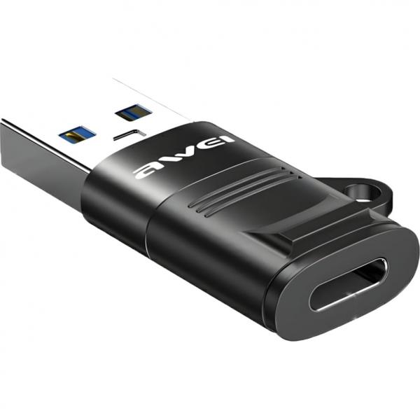 Adapter USB AWEI CL-13 USB-A - USB-C, czarny