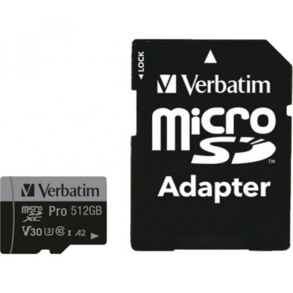 Karta pamięci z adapterem Verbatim Pro microSDXC U3 V30 512GB