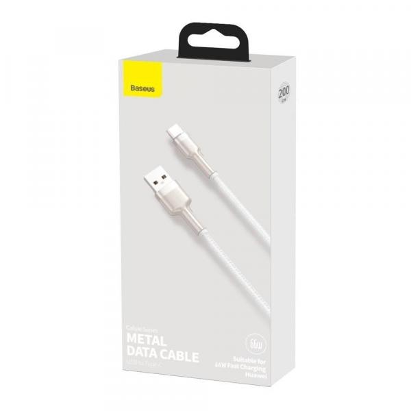 OUTLET: Kabel Baseus Cafule Metal Data USB-A do USB-C 66W, 6A, 2m, biały