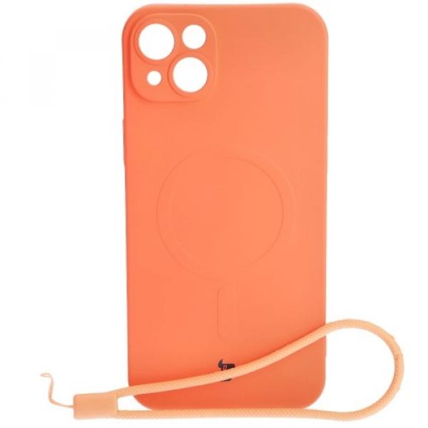 Etui silikonowe z pierścieniem magnetycznym Bizon Case Silicone Magnetic do iPhone 14 Plus, marchewkowe