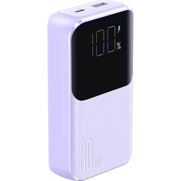 Powerbank Joyroom JR-PBC06 10000mAh, 30W, 1x USB-A / 1x USB-C + kabel USB-C i Lightning, fioletowy