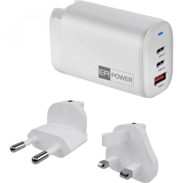 Ładowarka sieciowa ER Travel Charger 65W GaN USB-C, USB-A, biała